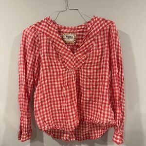 Madewell Red and White Blouse with Sailor Collar